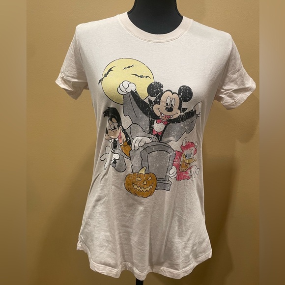 Disney Halloween Unisex Shirt Women’s L Mickey Mouse Goofy Donald Duck Spooky - Picture 1 of 3